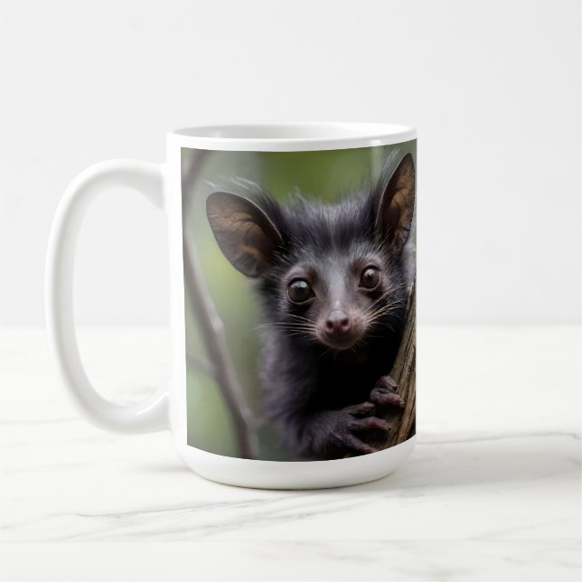 "Wide-Eyed Aye-Aye in a Tree" Coffee Mug (Left)