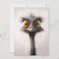 Wide-Eyed Ostrich Cartoon Portrait