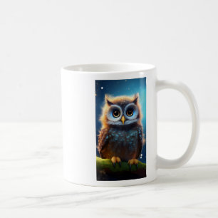 Wide-eyed Owl In A Magical Night Oversized Coffee Mug