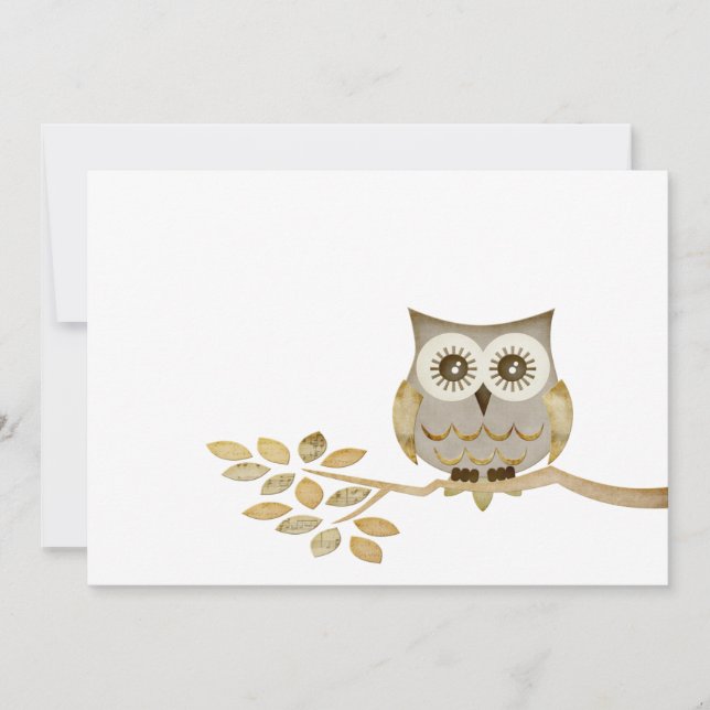 Wide Eyes Owl in Tree Invitation (Front)