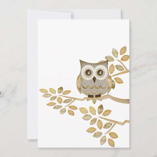 Wide Eyes Owl in Tree Invitation (Front)