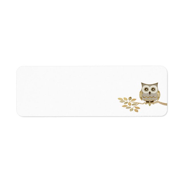 Wide Eyes Owl in Tree Label Return Address Label (Front)