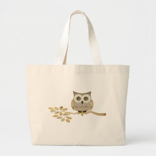 Wide Eyes Owl in Tree Large Tote Bag