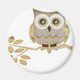 Wide Eyes Owl in Tree Magnet
