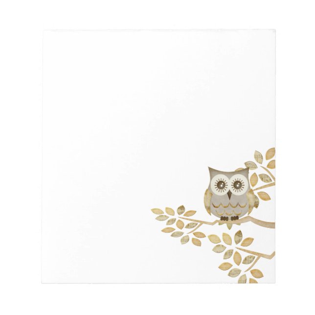 Wide Eyes Owl in Tree Notepad (Front)