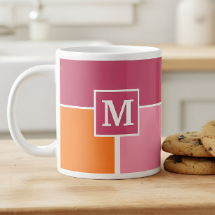 Wide Feminine Stripes with Monogram Large Coffee Mug