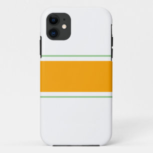Wide Golden Yellow Sage Racing Stripes On White iPhone 11 Case