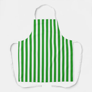 Wide Green White Stripes Apron