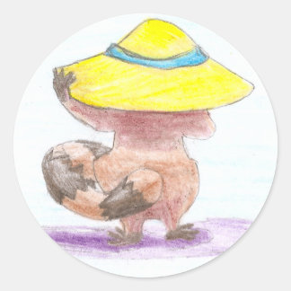 Wide Hat Racoon Classic Round Sticker