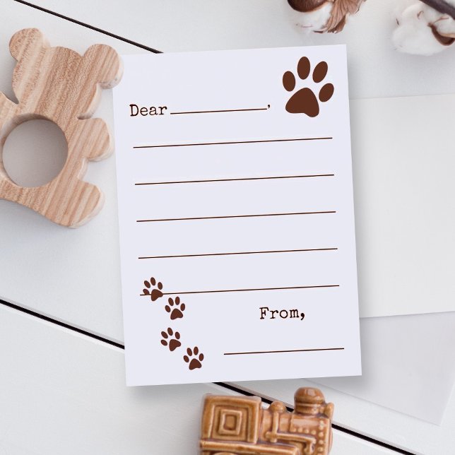 Wide Lined Paw Prints Writing Paper Kids Cards (Creator Uploaded)