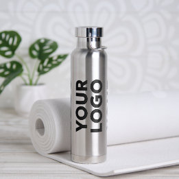 Wide Logo Pattern on Silver Water Bottle
