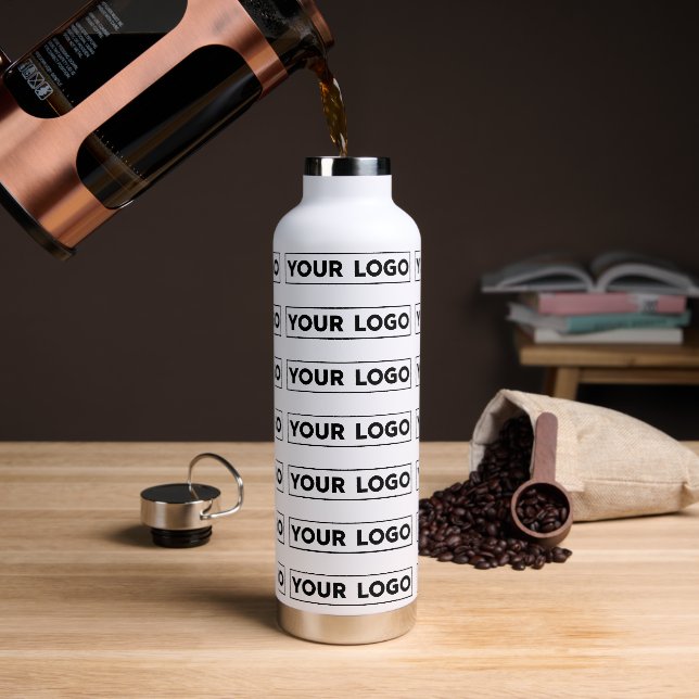 Wide Logo Repeat Pattern Water Bottle (Coffee)