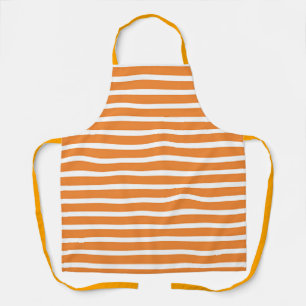 Wide Orange White Horizontal Stripes Apron