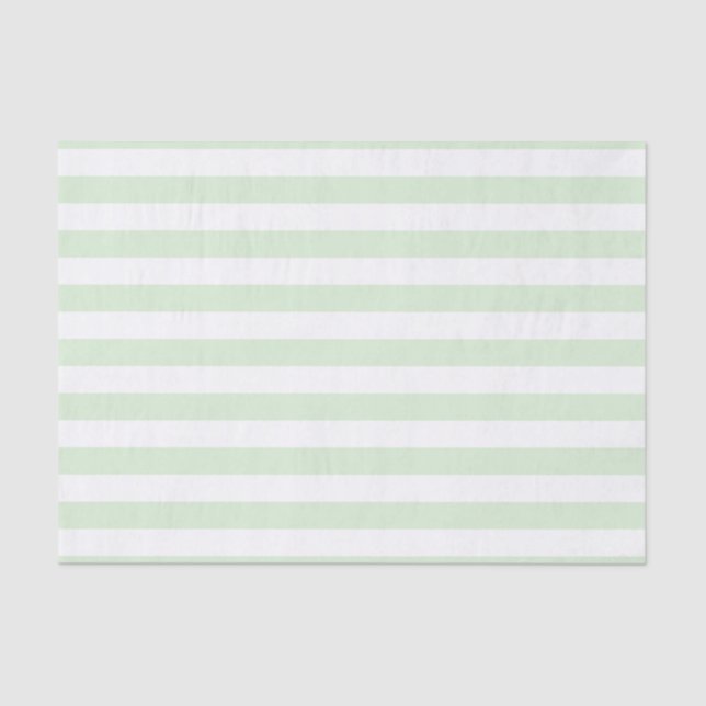 Wide Pale Milky Jade Green White Striped Pattern Tissue Paper (Front)