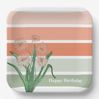 Wide Pastel Stripe Modern Paper Plate