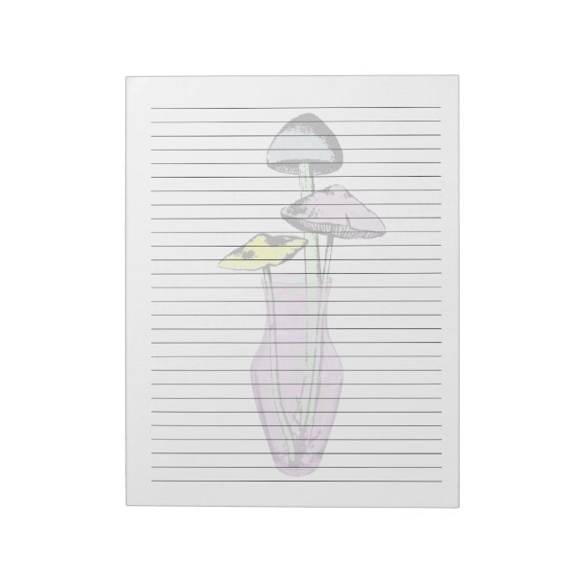 Wide Ruled Paper - Pastel Mushrooms in Vase Boho Notepad (Rotated)
