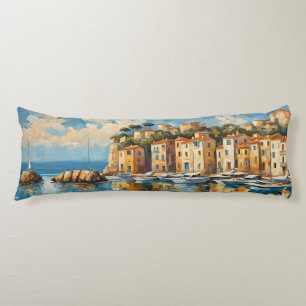 Wide Seascape Mediterranean Ancient Harbour        Body Cushion