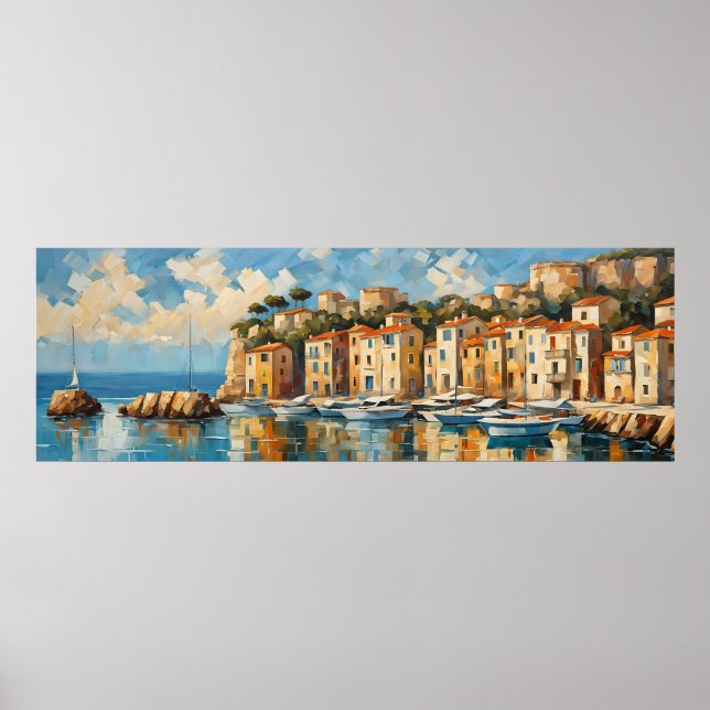 Wide Seascape Mediterranean Ancient Harbour        Poster (Front)