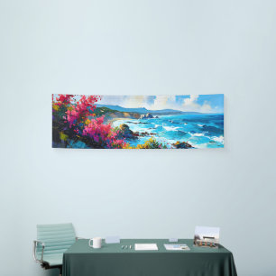 Wide Seascape Mediterranean Beach and Rocks       Banner
