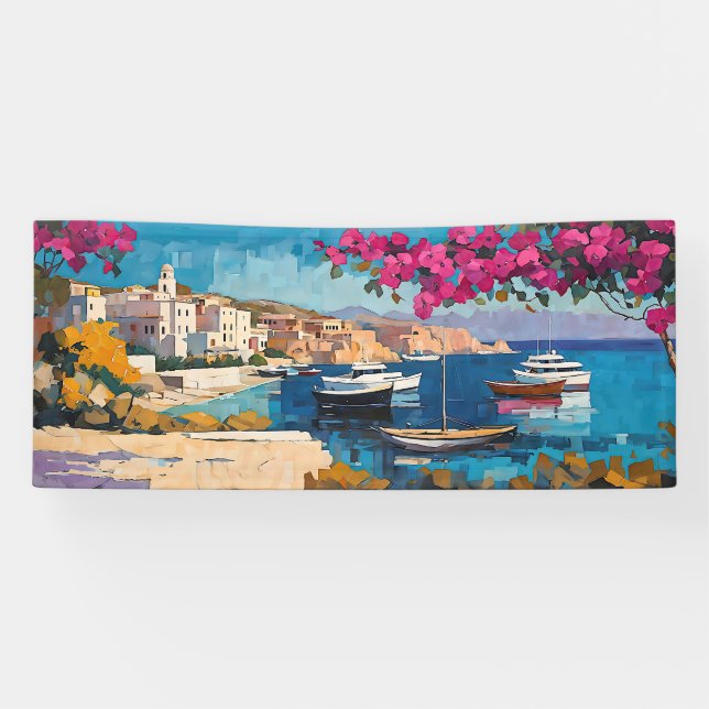 Wide Seascape Mediterranean Tranquil Harbour Banner (Horizontal)