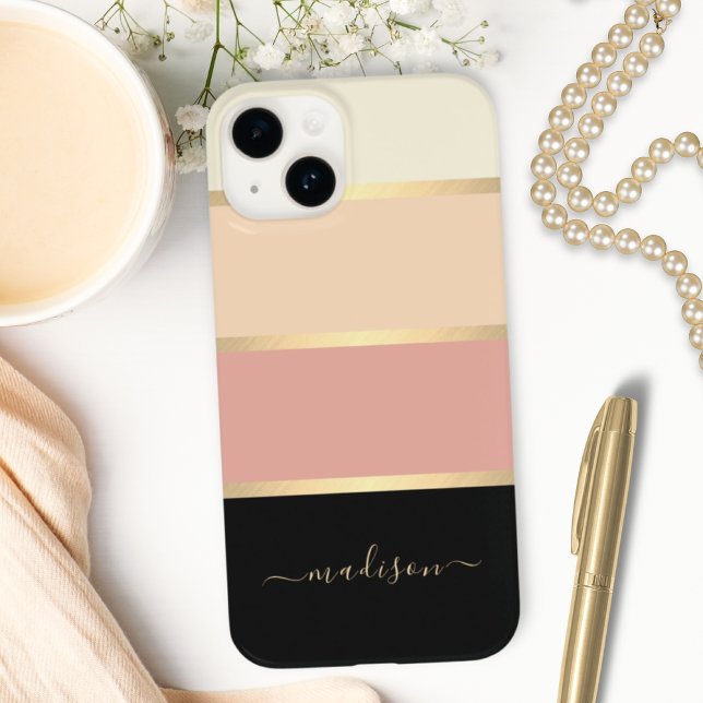 Wide Striped Modern Script Name Case-Mate iPhone Case (Creator Uploaded)