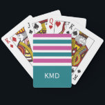 Wide Stripes custom monogram playing cards<br><div class="desc">Change the text field to what you want. You can also change the font and its size and colour by using the "Customise it" function,  as well as add more text fields if you wish. See my store for more items with,  and colour choices of,  this design.</div>