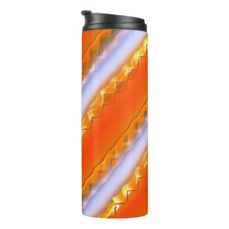 Wide stripes in ice to yellowish orange lace style thermal tumbler