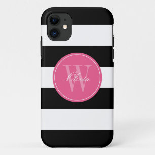 Wide Stripes Pattern Monogram iPhone 11 Case