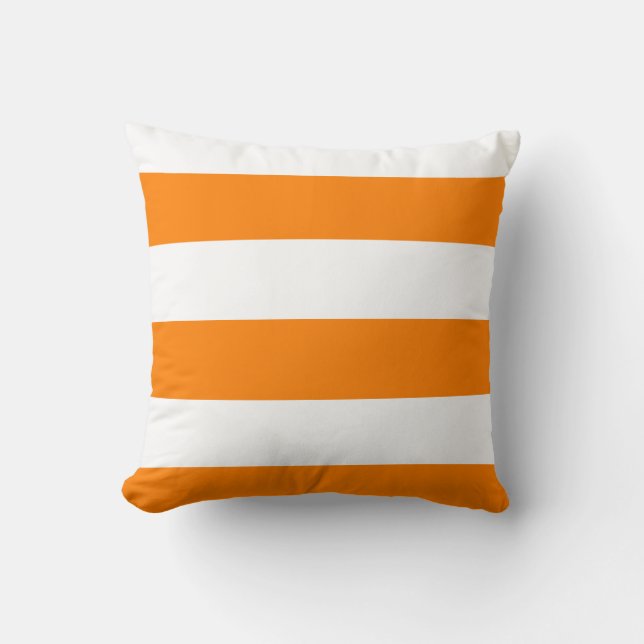 Wide Stripes - White and Orange Cushion (Front)