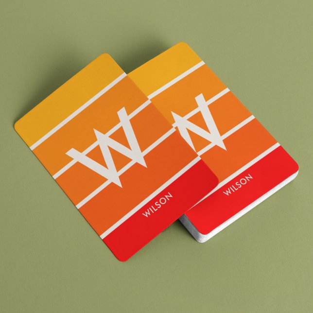 Wide Sunrise Striped Monogram Personal Playing Cards (Creator Uploaded)