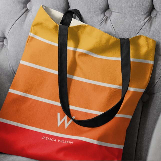 Wide Sunrise Striped Monogram Personal Tote Bag (Creator Uploaded)