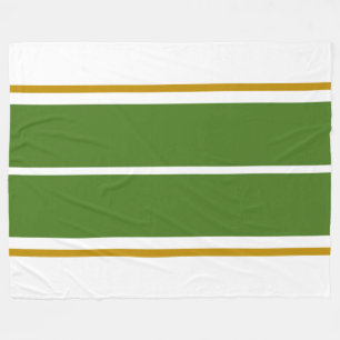 Wide Twin Forest Green Racing Stripes On White  Fleece Blanket