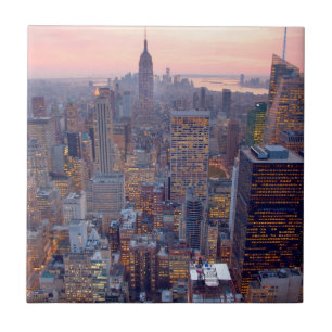 Wide view of Manhattan at sunset Ceramic Tile