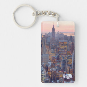 Wide view of Manhattan at sunset Key Ring
