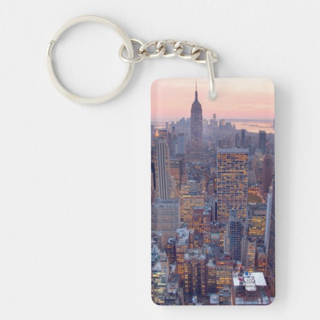 Wide view of Manhattan at sunset Key Ring (Front)