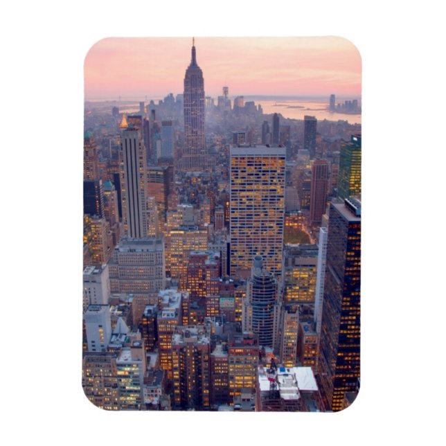 Wide view of Manhattan at sunset Magnet (Vertical)