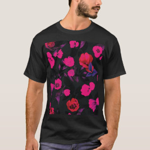 Wide vintage floral, stylised tulips pattern. T-Shirt