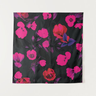 Wide vintage floral, stylised tulips pattern. tapestry