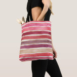 Wide Watercolor Stripes Shades of Plum Wine Pink Tote Bag<br><div class="desc">Wide watercolor stripes in vibrant shades of plum,  wine,  and pink with faux gold stripes between them decorate this reusable tote bag. Great for hauling your summer time gear or for grocery shopping all year.  AI generated by IveyCottage.</div>