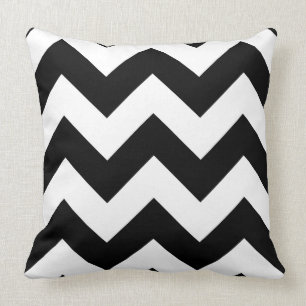 Wide Zigzag Pattern Black & White Cushion