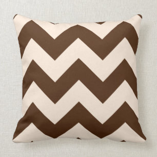 Wide Zigzag Pattern Brown and Cream Cushion