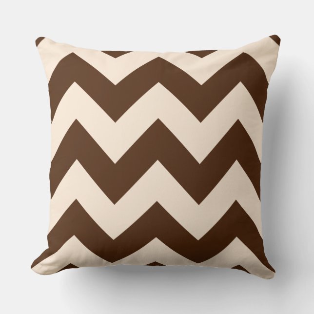Wide Zigzag Pattern Brown and Cream Cushion (Front)