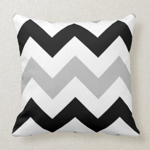 Wide Zigzag Pattern Gray Black & White Cushion