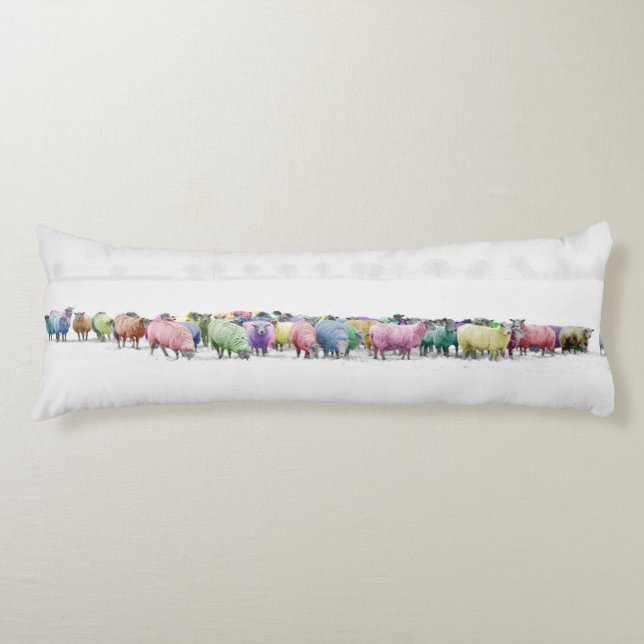 Widesceen Winter Rainbow Sheep Body Cushion (Front)
