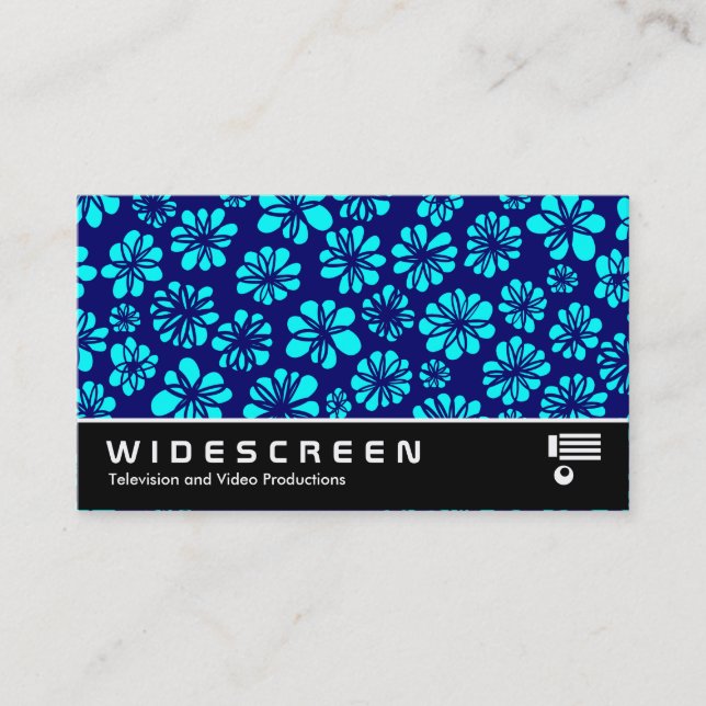 Widescreen 239 - Cyan and Navy Floral Business Card (Front)