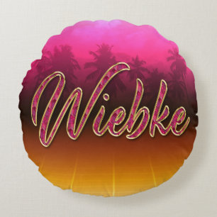 Wiebke Vorname Name golden pink Kissen Round Cushion
