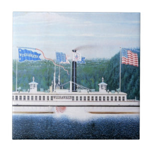 Wiehawken steam ferry 1868 ceramic tile