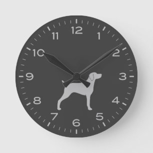 Wiemaraner Dog Breed Silhouette Round Clock