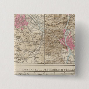 Wien, Prag, BudaPest Map 15 Cm Square Badge