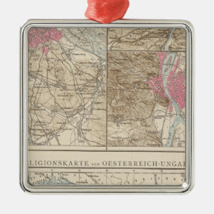 Wien, Prag, BudaPest Map Metal Tree Decoration